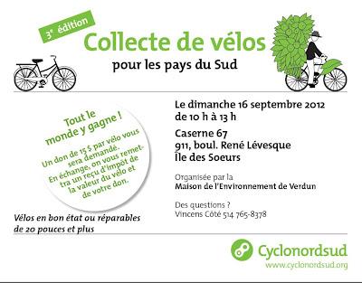 Collecte de vélo à Montréal le 16 septembre