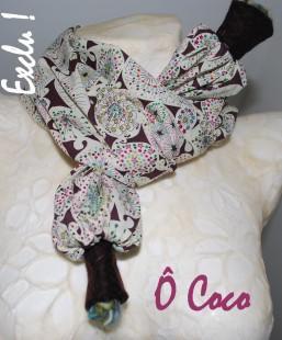 Ô Coco : Pimpant foulard coton liberty fond marron