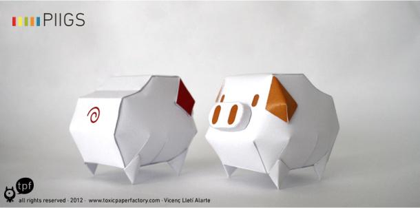 PIIGS paper toys by TPF (x 6)