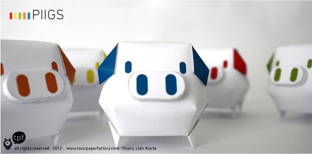 PIIGS paper toys by TPF (x 6)