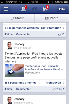 gestionnaire pages facebook Gestionnaire de Pages Facebook: mise à jour de l’application iPhone et iPad