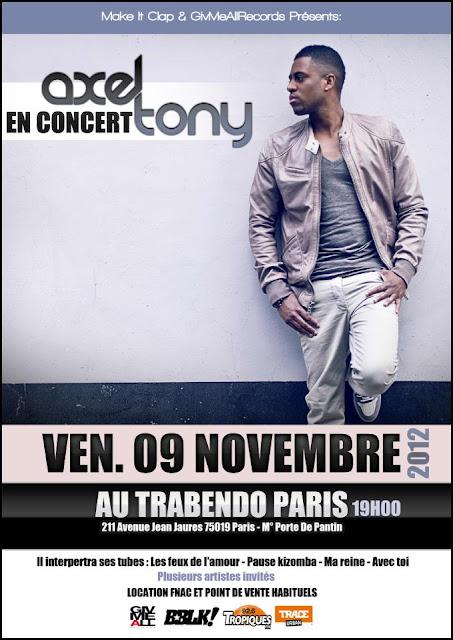 Le bogosse Axel Tony en concert le 9 novembre au Trabendo (Paris)