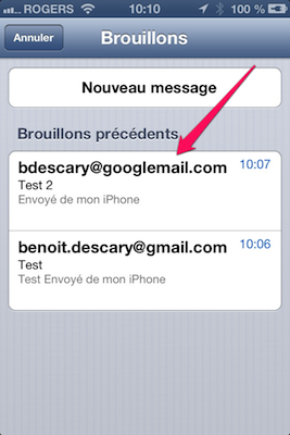 ios6 iphone mail 4 iPad   iPhone iOS 6 : Comment accéder rapidement aux brouillons [Mail]