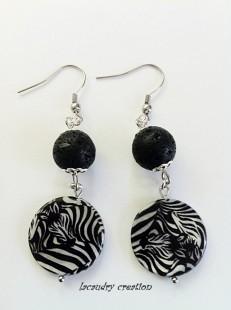 Un ronde du lundi tres ethnique Boucle d’oreilles SAFARI ZEBRE