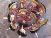 Brochette jambon pays figues fraiches Fresh figs smoked brochettes
