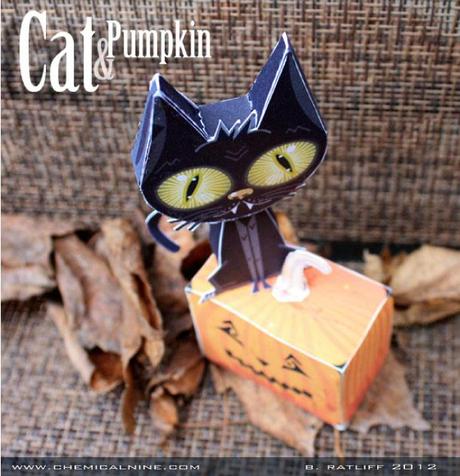 Cat and Pumpkin paper toys (x 2)