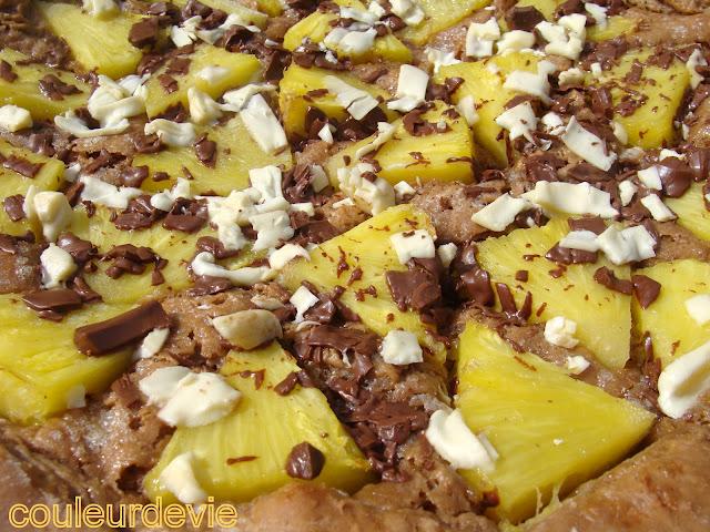 Pizza briochée au chocolat et à l’ananas