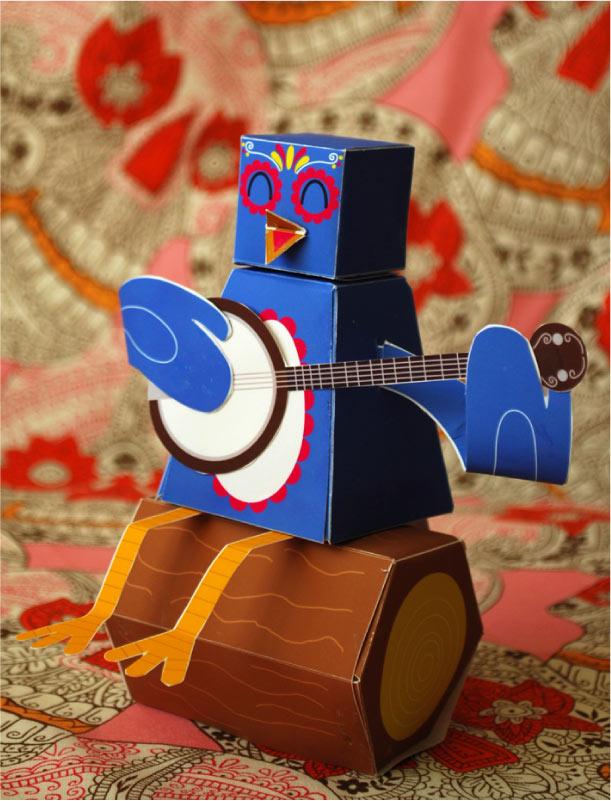 ‘Banjo Bird’ papertoy de Samantha Eynon