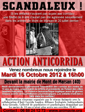 16 octobre : action contre la corrida à Mont-de-Marsan