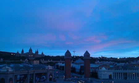 Couché de soleil plaça de Espanya, Barcelona...