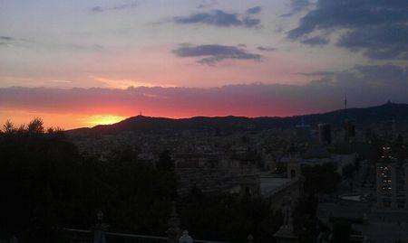 Couché de soleil plaça de Espanya, Barcelona...