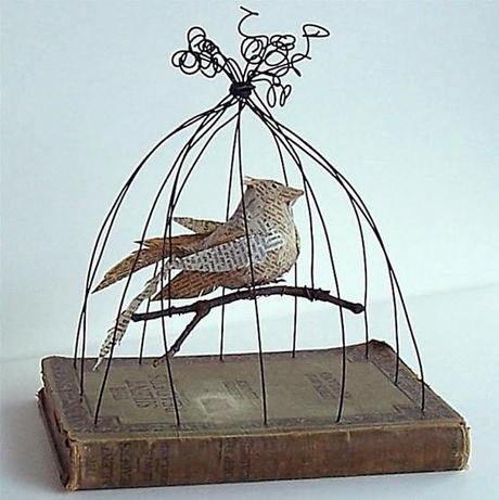 bird in cage by lorrie