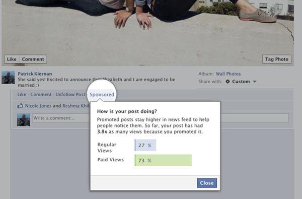 Sponsorisez vos statuts sur Facebook