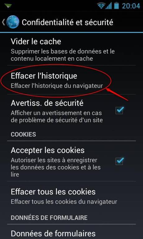 Android : Supprimer l’historique de navigation sur son navigateur internet