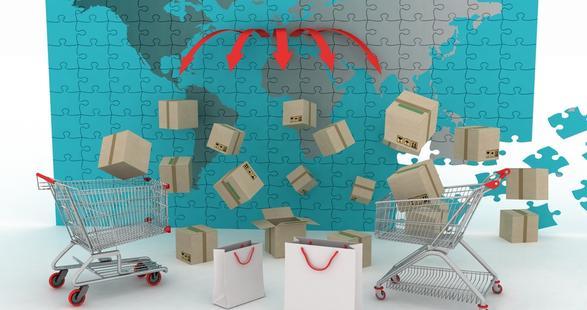 world map and delivery packages