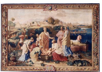 Exposition Poussin Galerie des Gobelins, exposition Nicolas Poussin et Moise Paris, exposition Nicolas Poussin Gobelins, exposition Tenture de Moïse Poussin Galerie des Gobelins | Moïse sauvé des eaux, d'après Nicolas Poussin Mobilier National © Isabelle Bideau