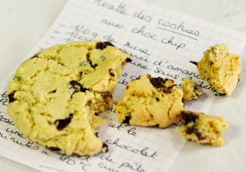 Cookies aux pepites de chocolat sans gluten à la purée d’amandes.