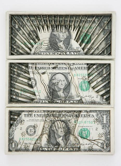 Dollars et découpe laser par Scott Campbell - Sculpture