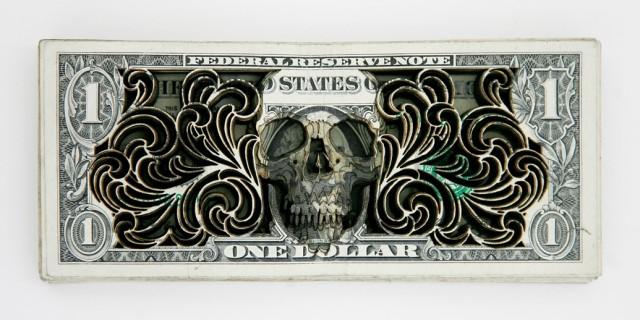 Dollars et découpe laser par Scott Campbell - Sculpture