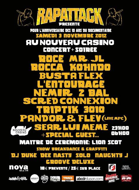 10ÈME ANNIVERSAIRE DU DOCUMENTAIRE RAPATTACK AU NOUVEAU CASINO