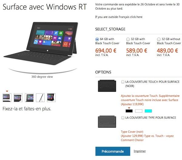 La Surface de Microsoft à partir de 489 euros