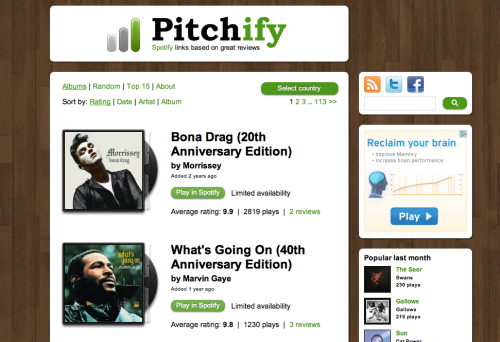 Pitchify, un chouette site pour ceux qui aiment la musique