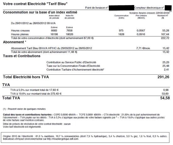 facture edf - detail