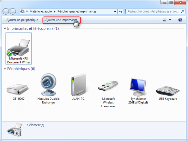 Partager une imprimante USB avec la Livebox 2 et configurer votre PC sous Windows 7