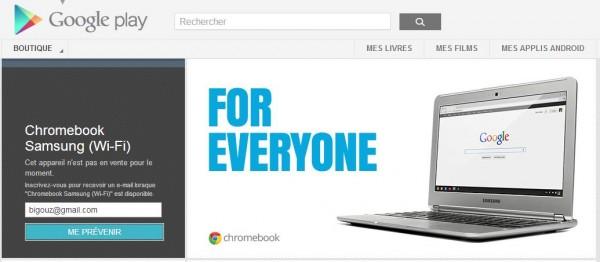 Le nouveau Chromebook sur la Play Store