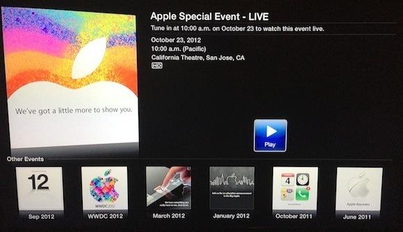 La keynote spéciale iPad mini et autres nouveautés retransmise en live sur l'Apple TV...