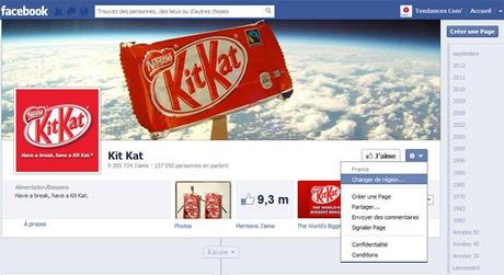 Page fan facebook Kit Kat La Page Fan en Expérience Localisée
