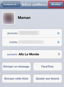 iPhone : Modifier un contact