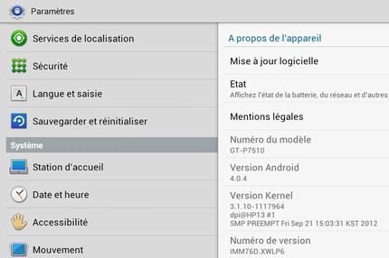 J’ai installé la mise à jour française officielle Android 4.0.4 pour la GT-P7510