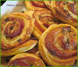 Feuilletés roulés jambon-crème-parmesan