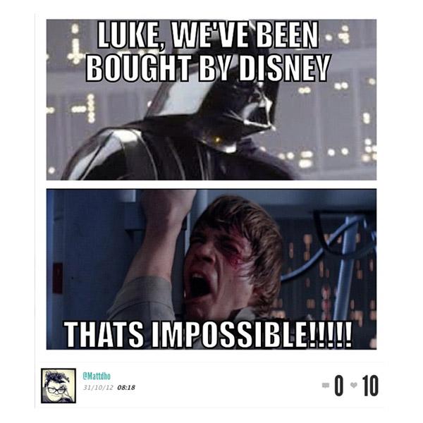 Les meilleurs twitpics du rachat de Lucas Film par Disney