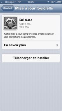 iOS 6.0.1 sur iPhone et iPad disponible au téléchargement...