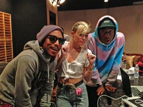 Pharrell, Tyler The Creator et Miley Cyrus en studio