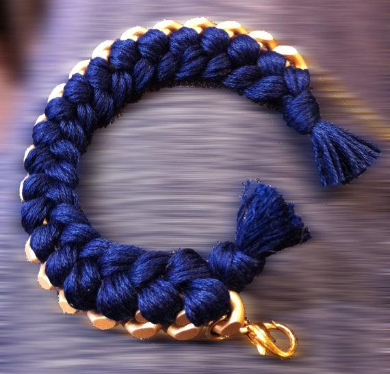 Navy blue woven chain Friendship bracelet
