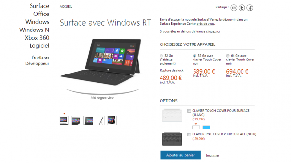 Microsoft Surface : Windows 8 ampute 13 Go au système