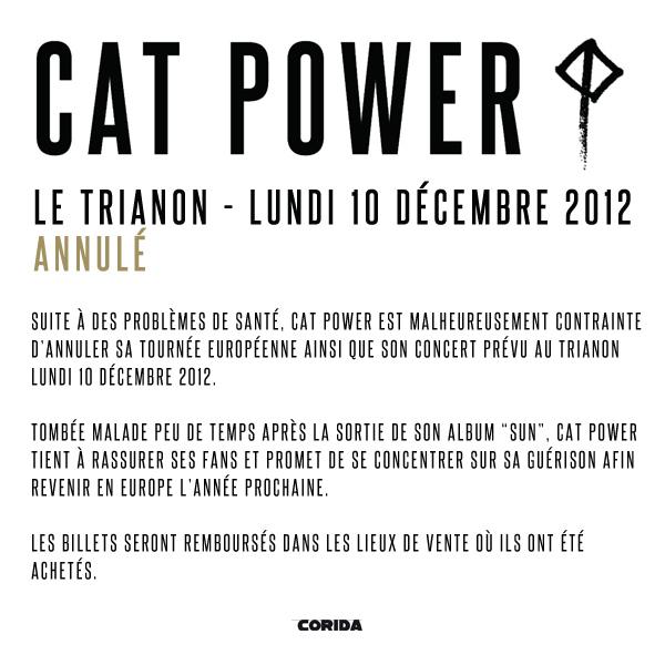 Cat Power annule sa tournée européenne