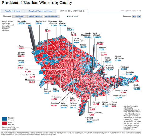 Géographie des élections présidentielles étatsuniennes : premières cartes de l' 
