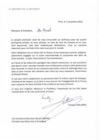 François Hollande écrit une lettre de félicitation à Obama mais commet une faute un peu grave!