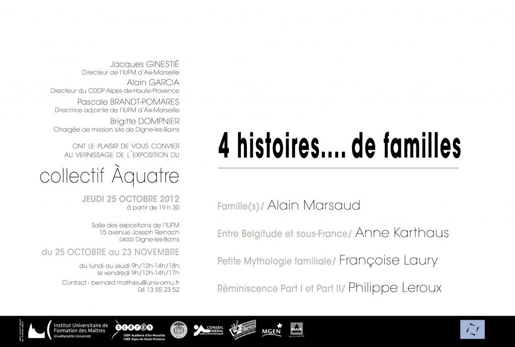 Galerie de l’IUFM de Digne – 4 histoires…. de familles du 25-10 au 23-11