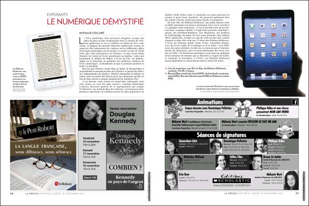 #livremtl Les Éditions Dédicaces obtiennent un important article dans le cahier spécial de La Presse, le plus important quotidien du Québec