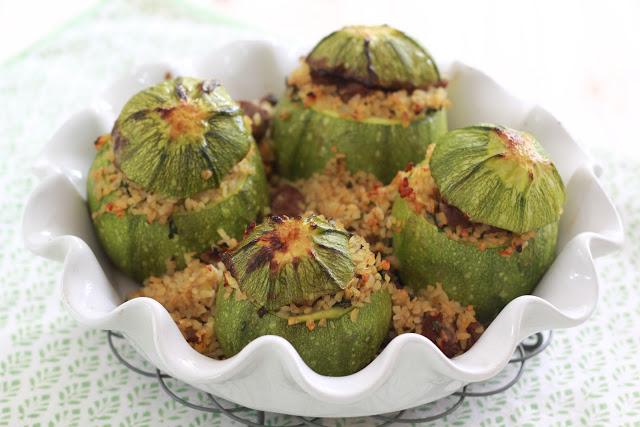 Courgettes rondes farcies à l'agneau et au boulghour