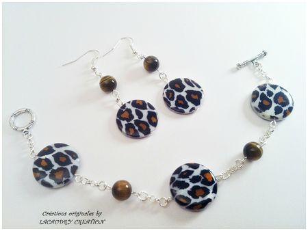 PARURE BO ET BRACELET OIEL DE TIGRE