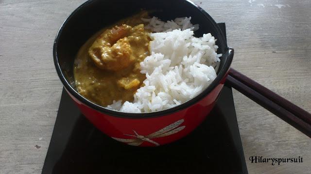 Wok de crevettes au curry et lait de coco / Curry and coco milk shrimp wok