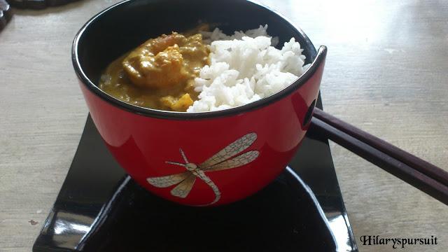 Wok de crevettes au curry et lait de coco / Curry and coco milk shrimp wok