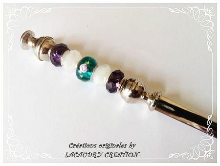 coupe papier ouver lettre perles style pandora vert mauve 1