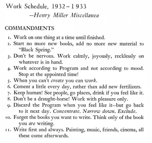 Les 11 commandements d’Henry Miller